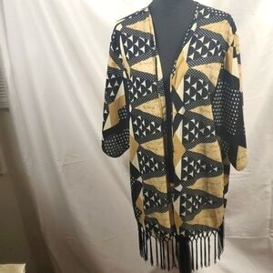 NY Collection Brown Aztec Kimono Swimsuit cover-up Size Medium/Large